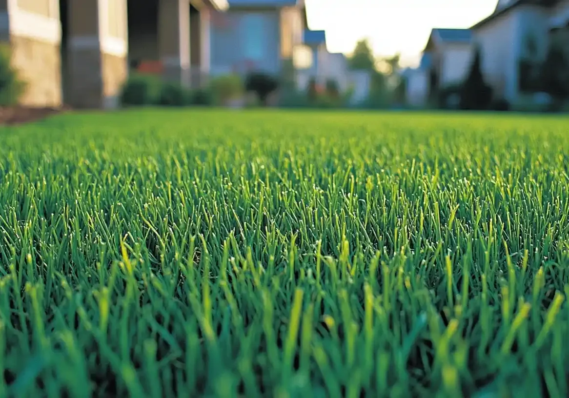 wake forest overseeding service - close up of a lawn