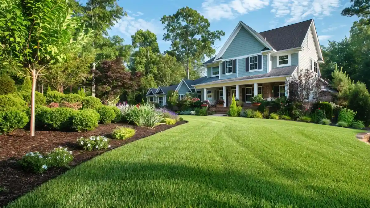 FortSmith Landscaping service areas in Wake County, NC with a manicured lawn and fresh landscape beds