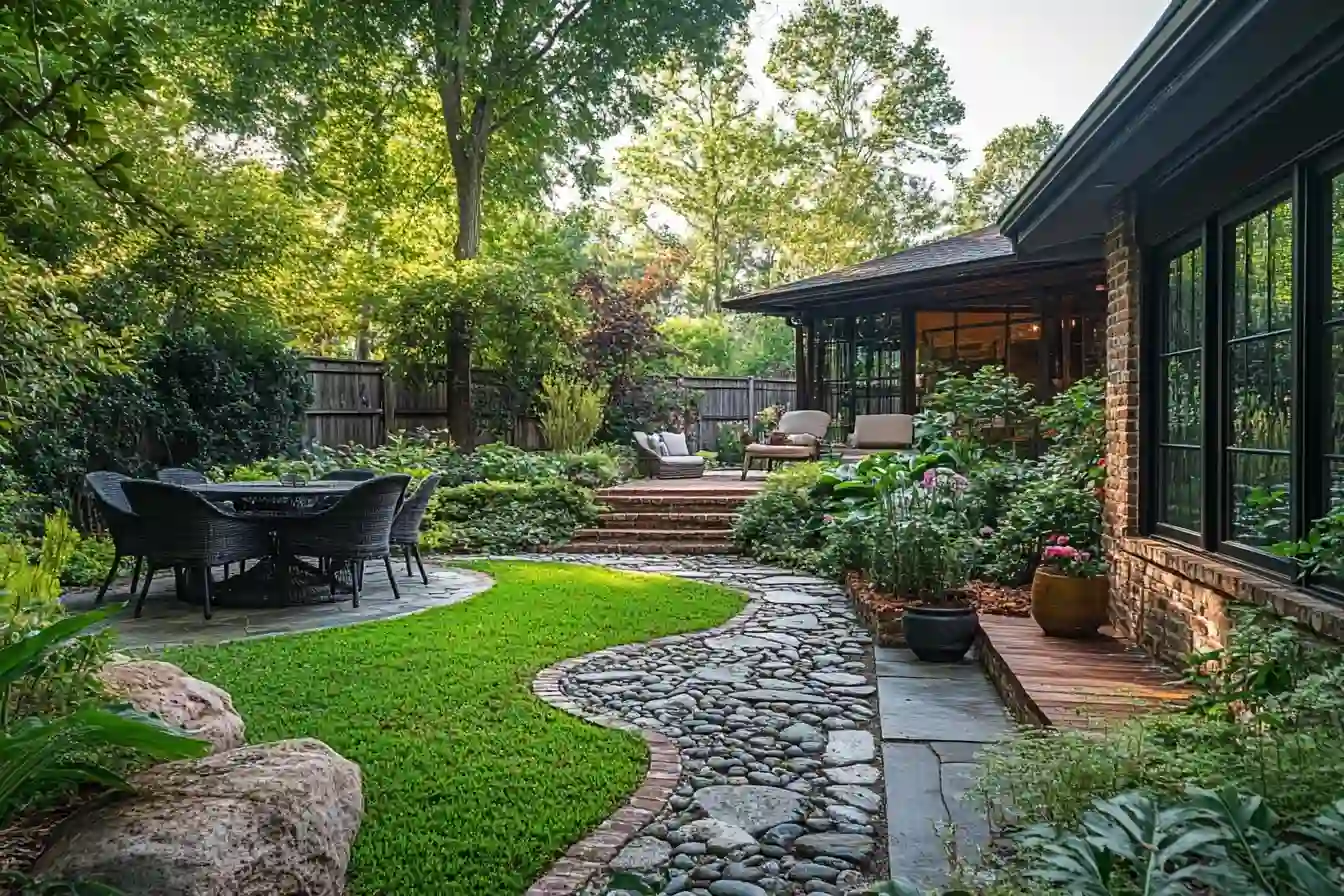 Shaded backyard retreat – relaxing outdoor living area